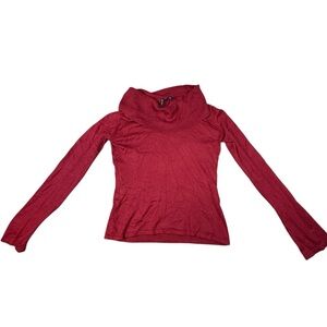 Venini Women Shirt Size Medium Red Smock Neck Long Sleeve M